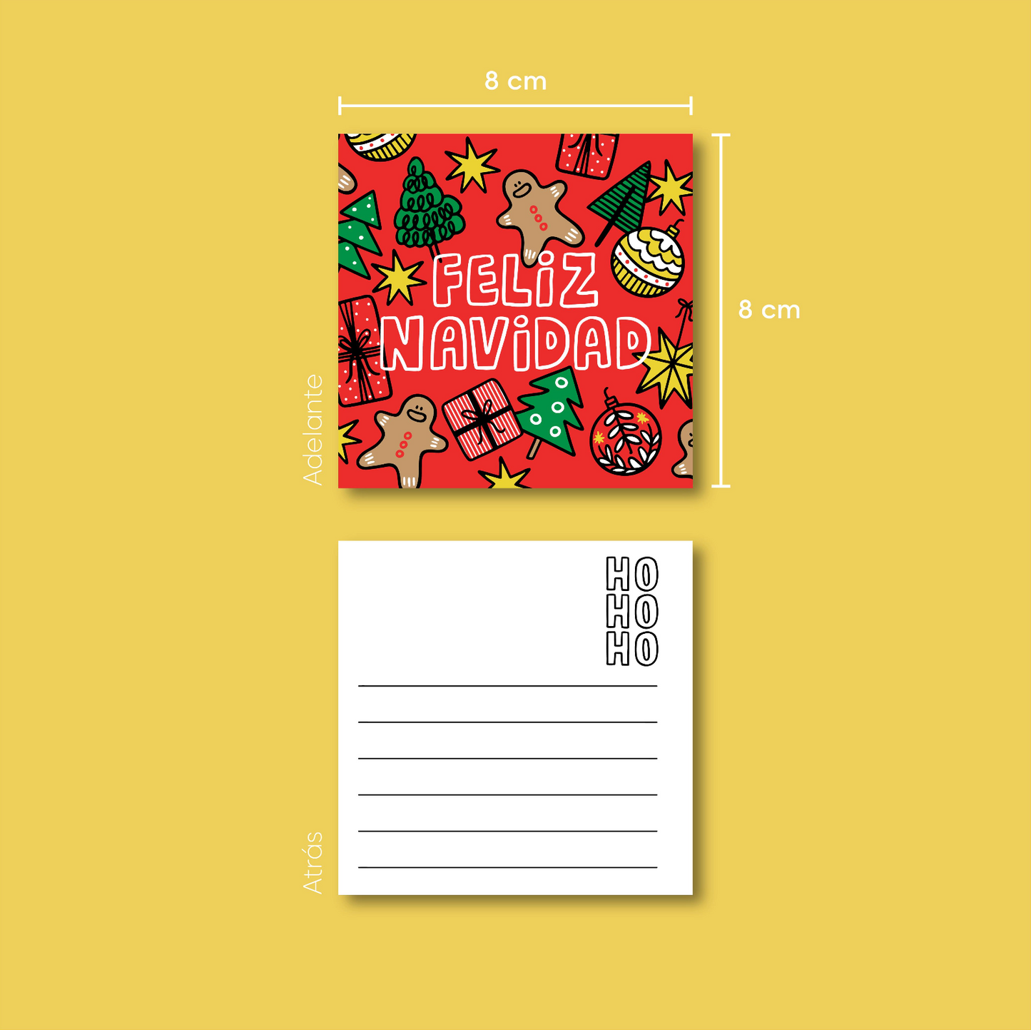 Tarjetas Feliz Navidad 100 Pz 8x8cm