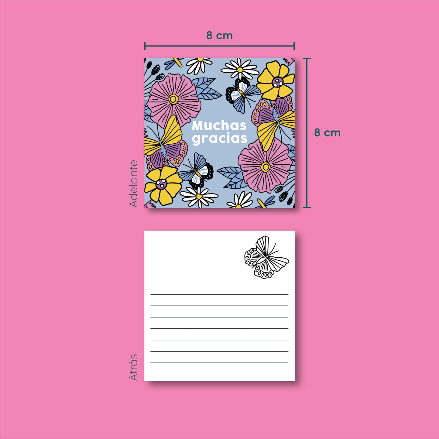 Tarjetas Muchas Gracias 100 Pz 8x8cm