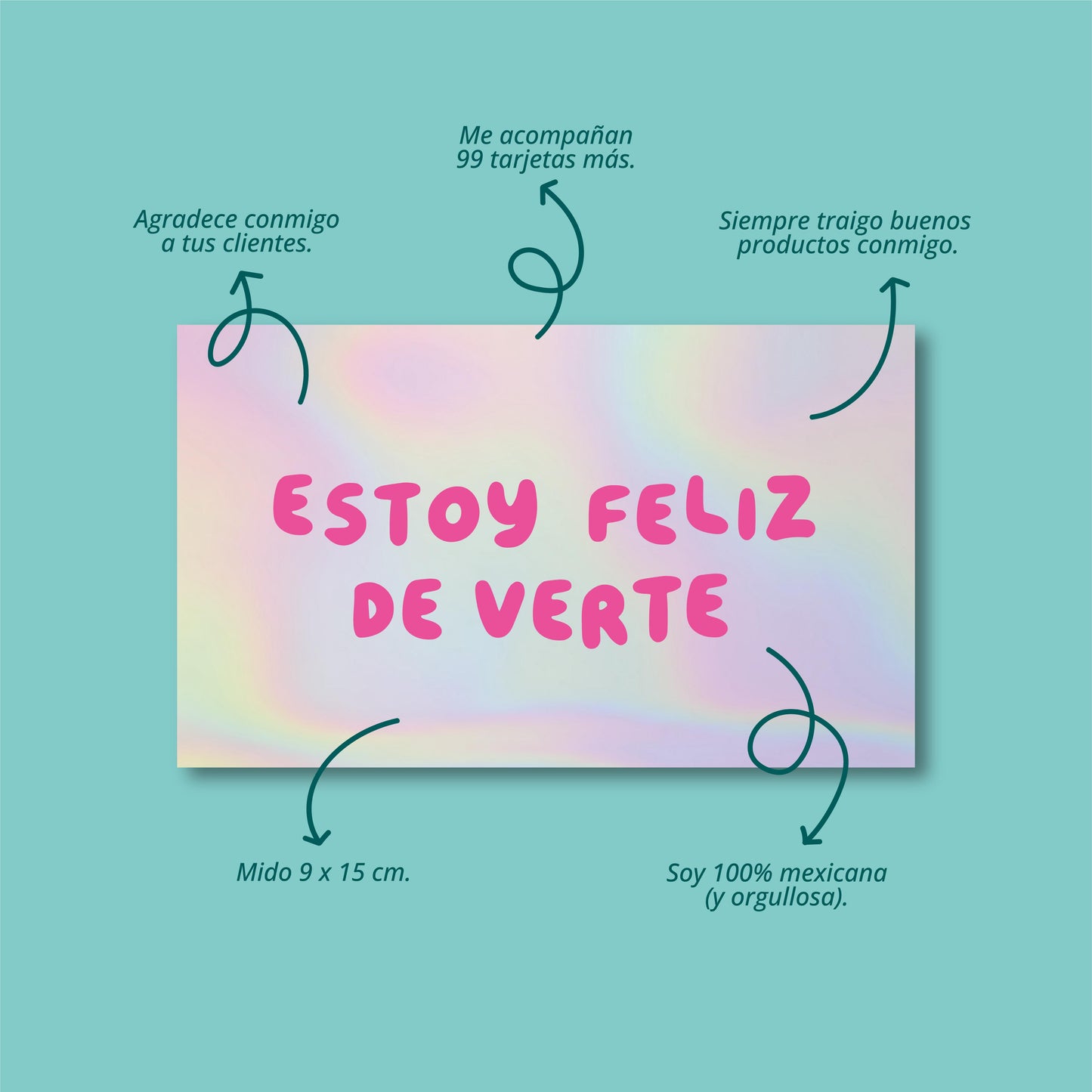 Tarjetas Estoy Feliz De Verte 100 Pz 15x9cm