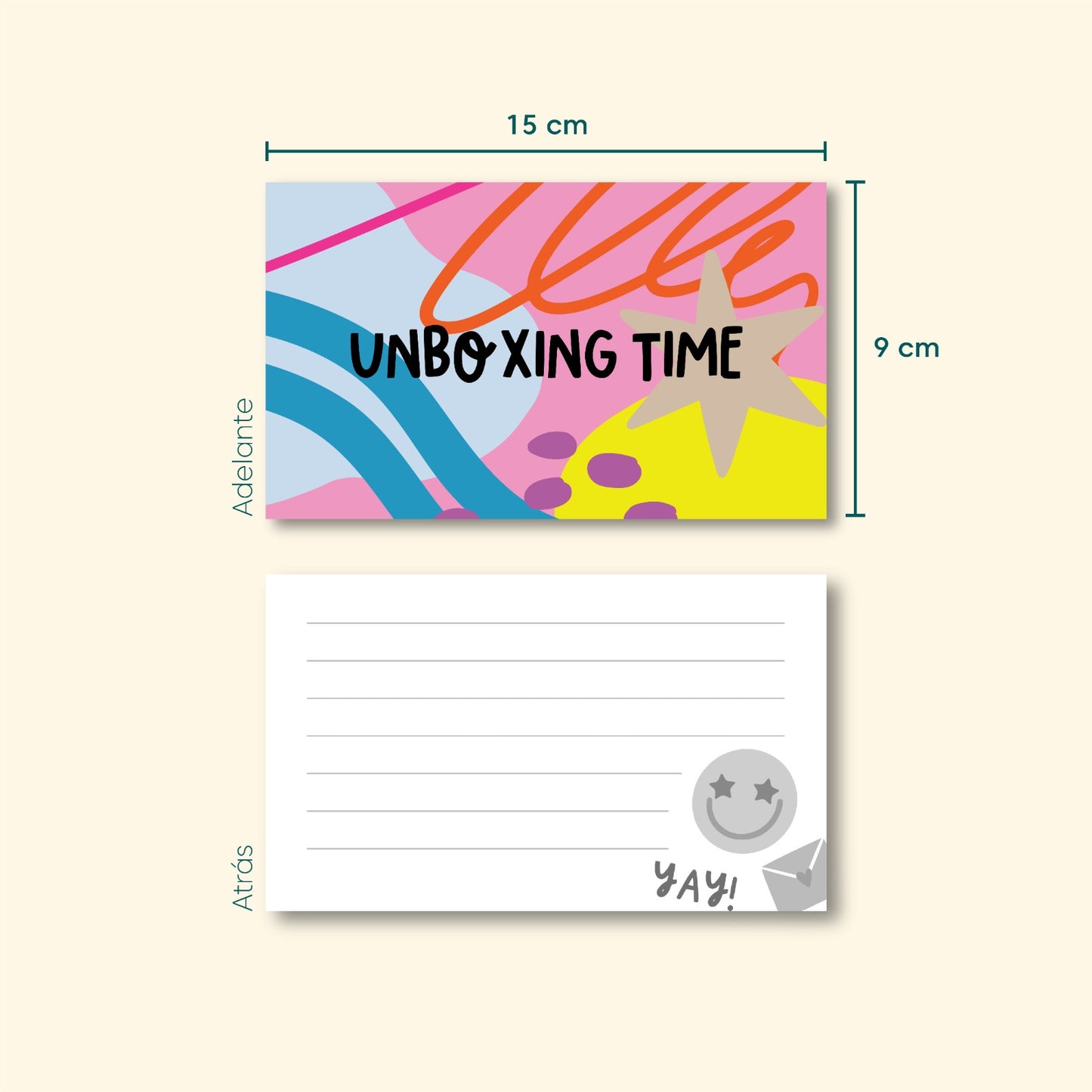 Tarjetas Unboxing 100 Pz 15x9cm
