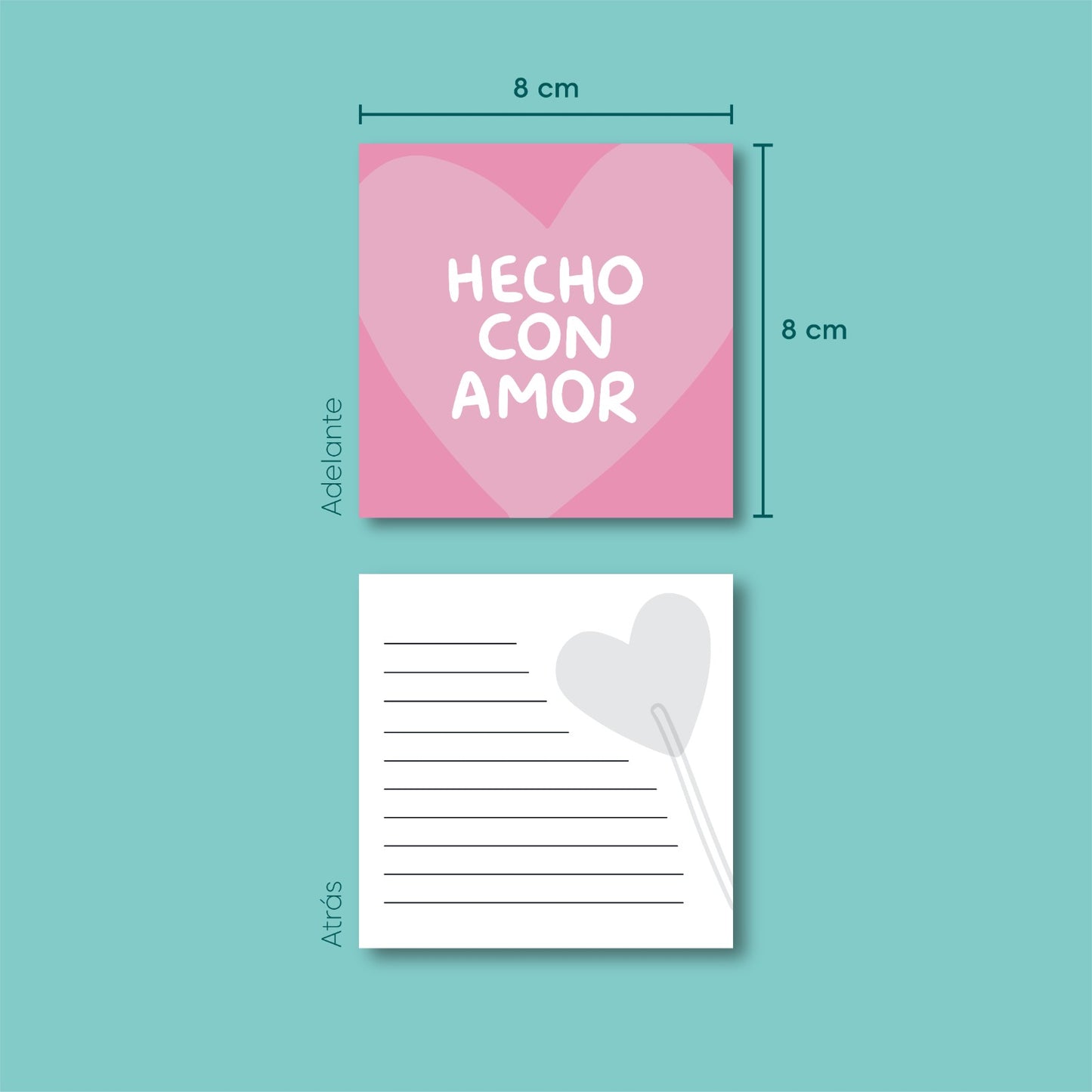 Tarjetas Hecho Con Amor 100 Pz 8x8cm
