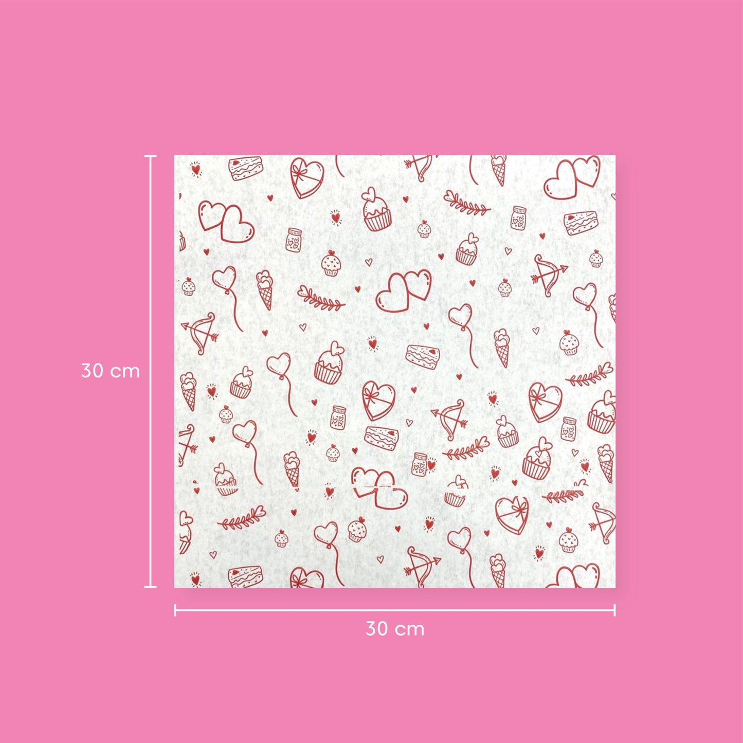 Papel Grado Alimenticio Rojo 50 Pz 30x30cm