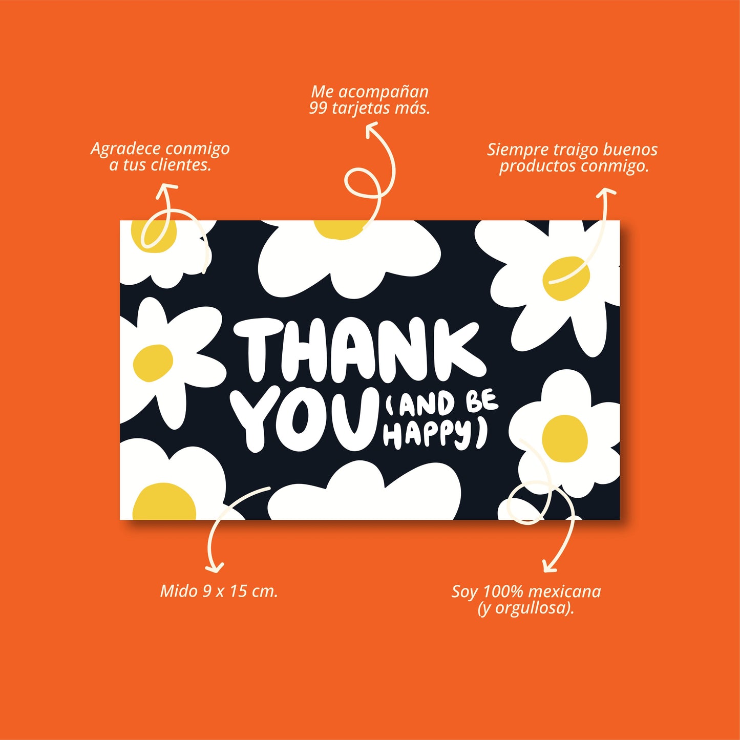 Tarjetas Thank You and Be Happy 100 Pz 15x9cm