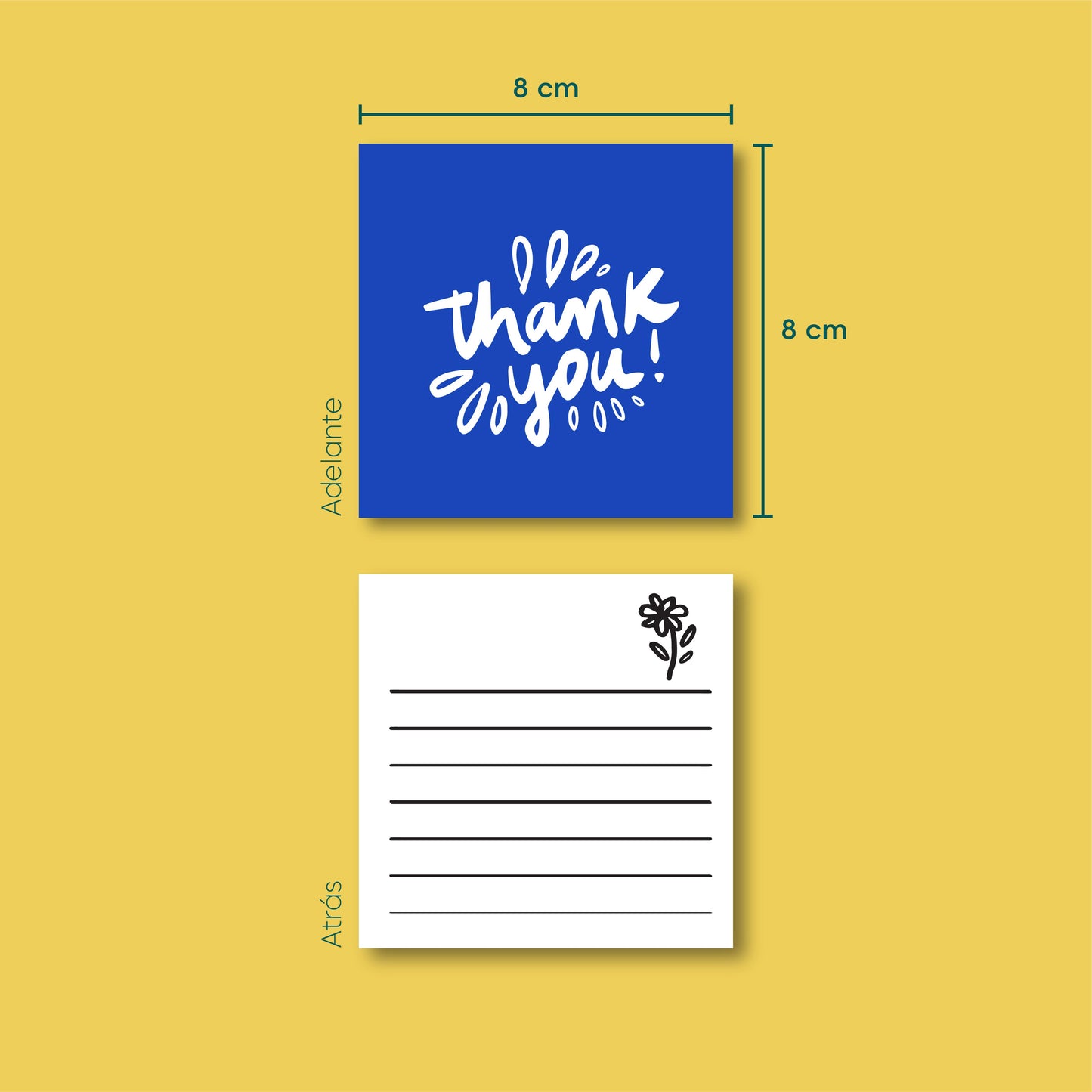 Tarjetas Thank You Azul 100 Pz 8x8cm