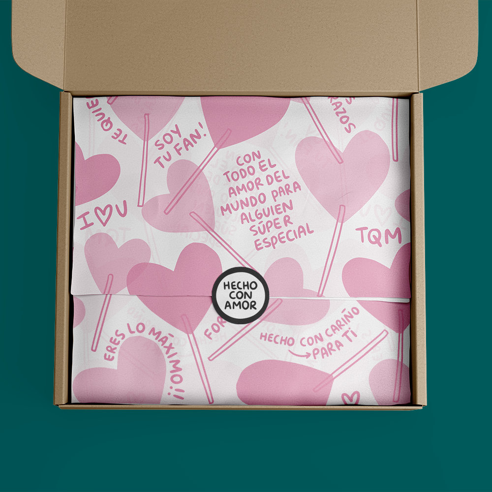 Papel China Paletas Corazón 100 Pz 50x37.5cm