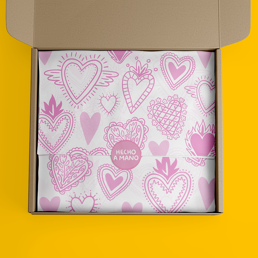 Papel China Corazones Rosas 100 Pz 50x35cm