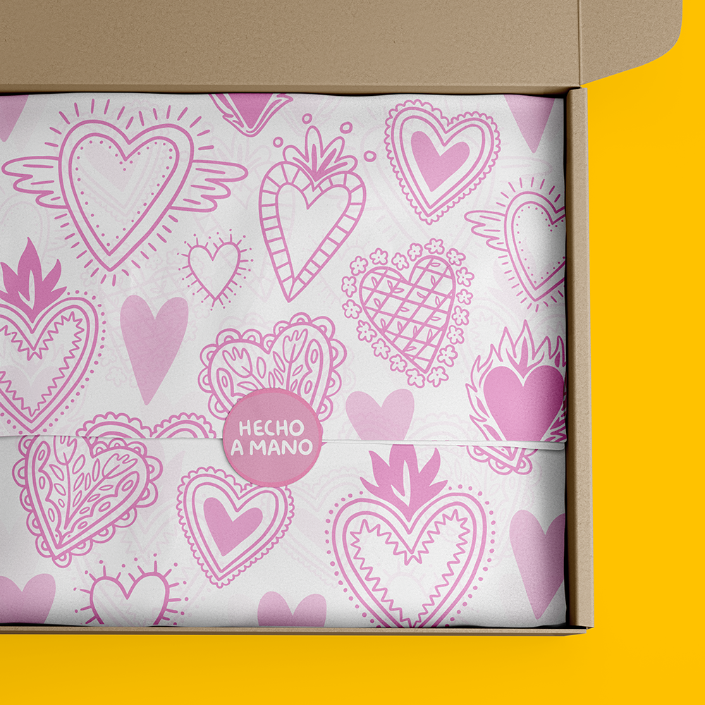 Papel China Corazones Rosas 100 Pz 50x35cm