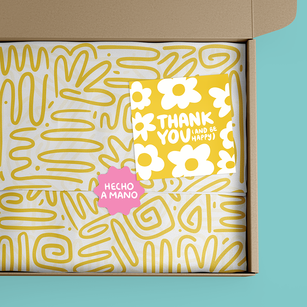 Papel China Líneas Amarillas 100 Pz 50x35cm