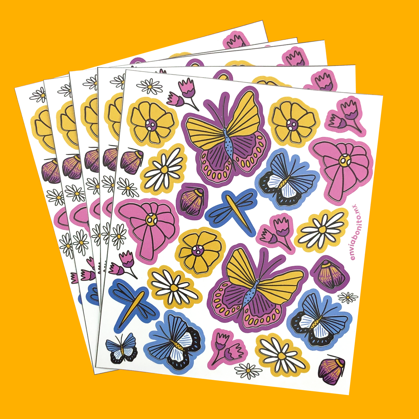 Stickers Mariposas y Flores 100 Pz