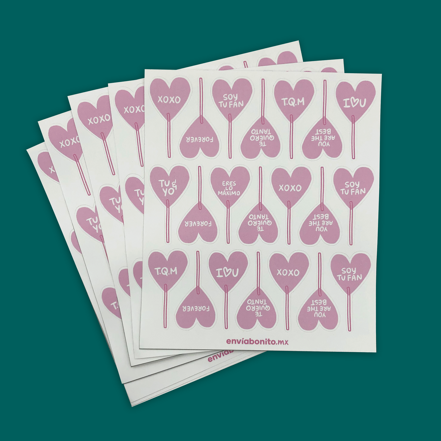 Stickers Paletas de Frases Rosas 105 Pz