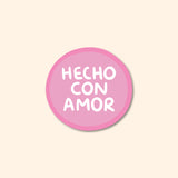 STICKERS 100pz  Hecho Con Amor Rosa