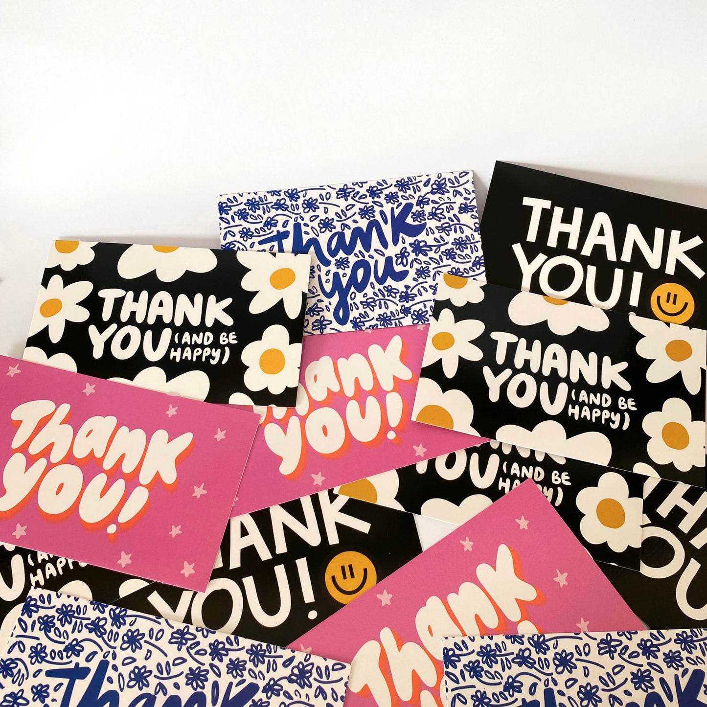 Tarjetas Thank You and Be Happy 100 Pz 15x9cm