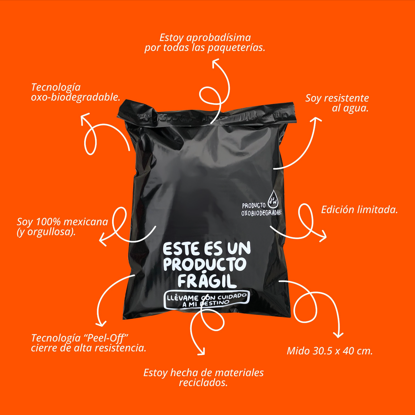 Bolsas de Envío Negro Querido Repartidor 100 Pz