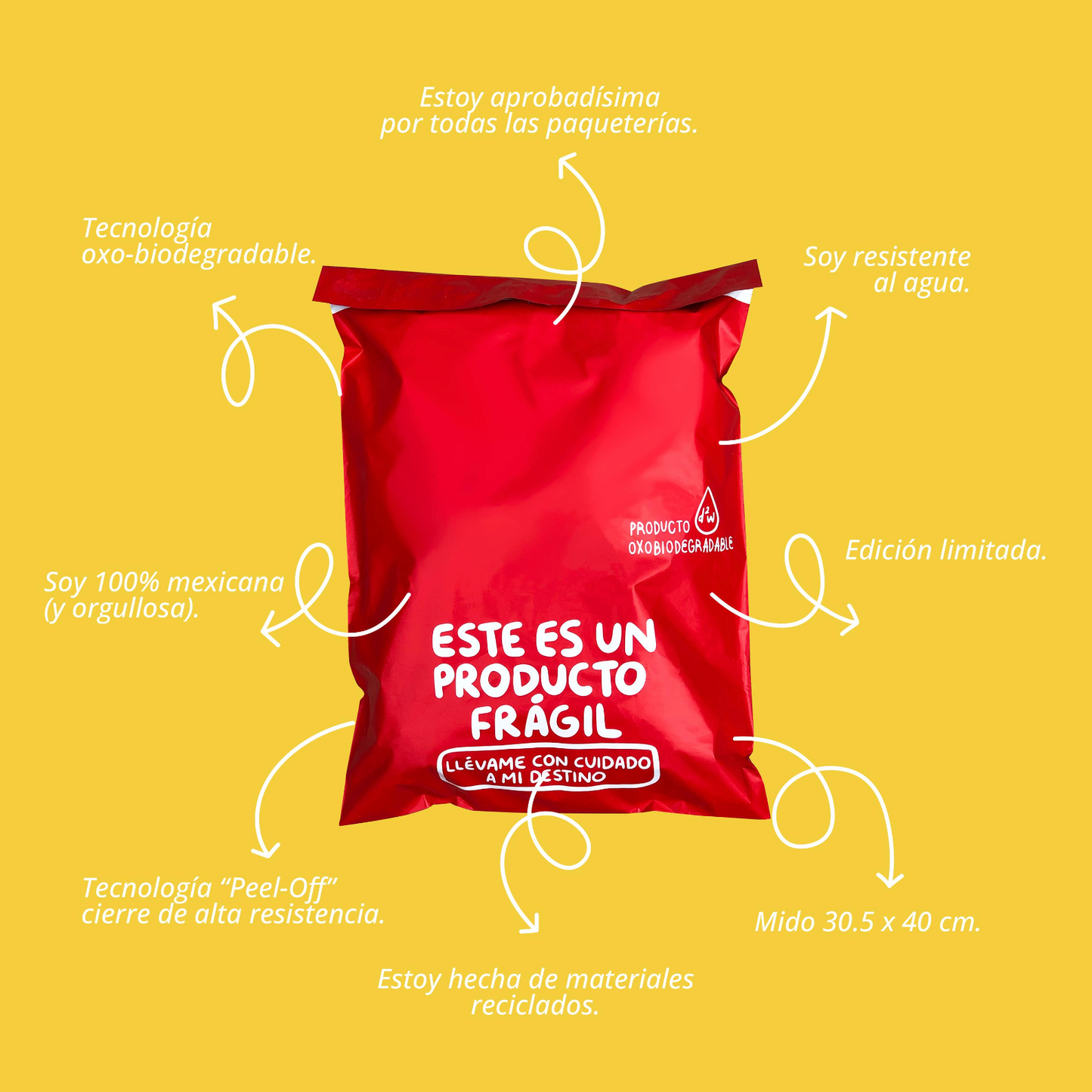 Bolsas de Envío Rojo Querido Repartidor 100 Pz