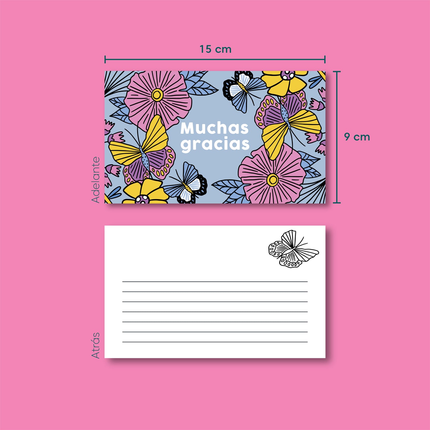 Tarjetas Muchas Gracias 100 Pz  7.5x4.3cm