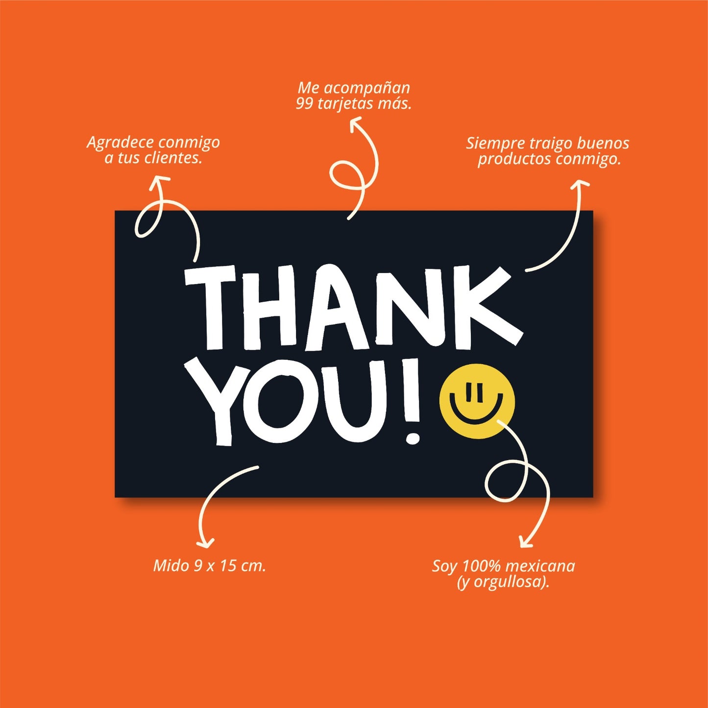 Tarjetas Thank You 100 Pz 15x9cm