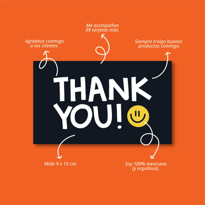 Tarjetas Thank You 100 Pz 15x9cm
