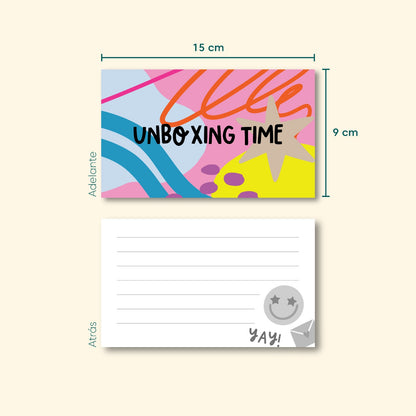 Tarjetas Unboxing 100 Pz 15x9cm