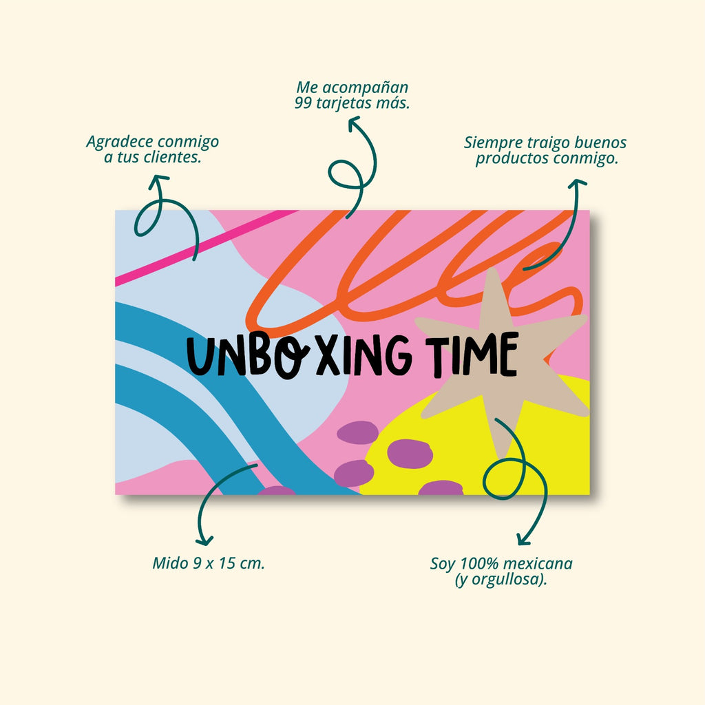 Tarjetas Unboxing 100 Pz 15x9cm – Envía Bonito Mx