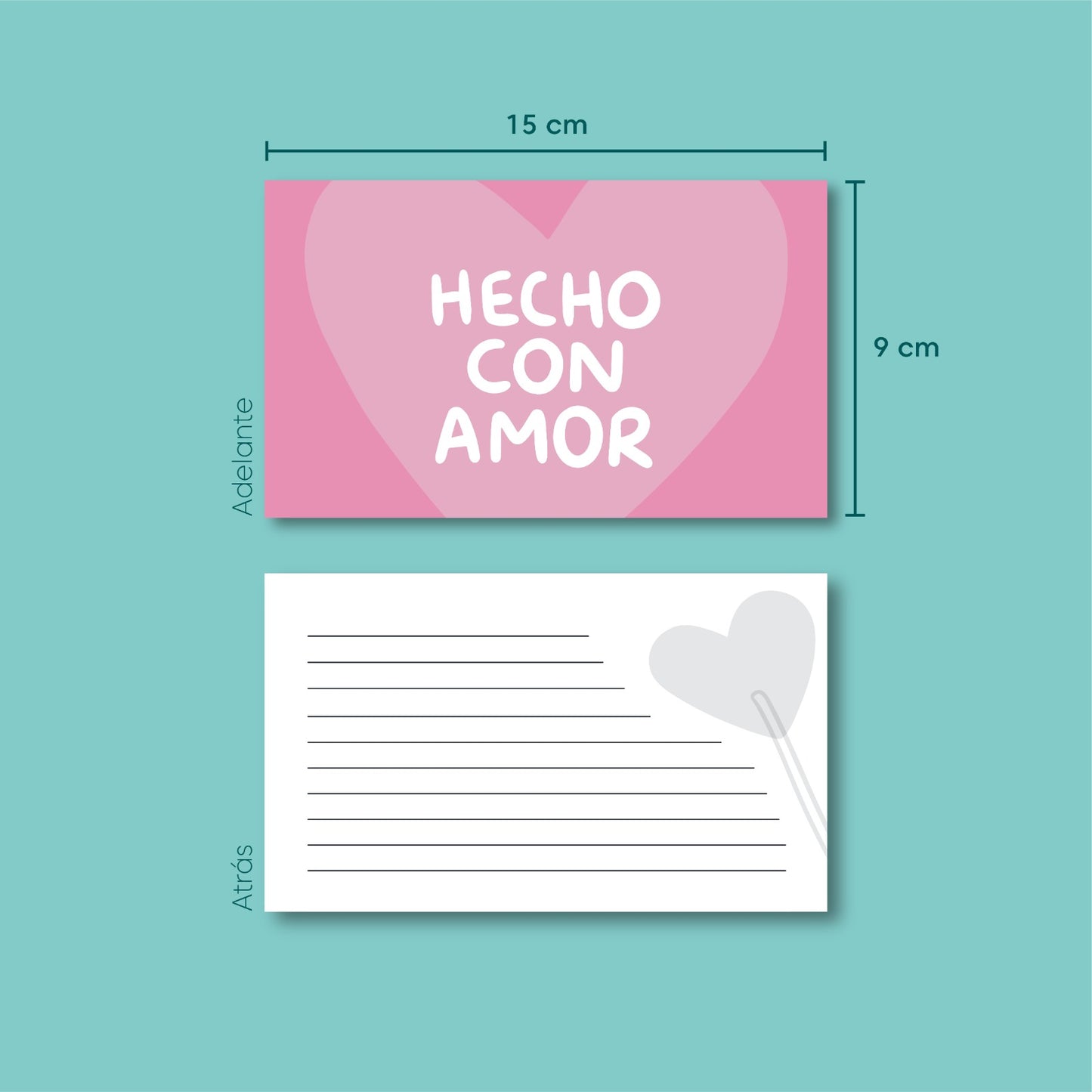 Tarjetas Hecho Con Amor 100 Pz 15x9cm