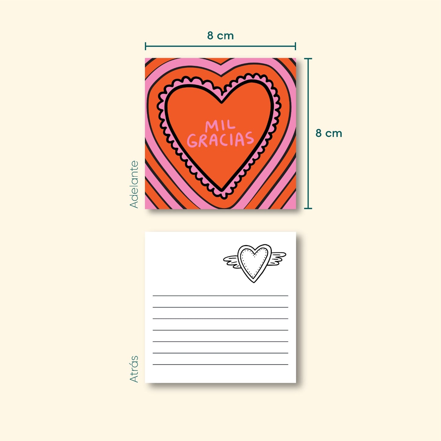 Tarjetas Mil Gracias 100 Pz 8x8cm