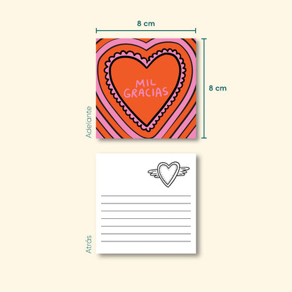 Tarjetas Mil Gracias 100 Pz 8x8cm