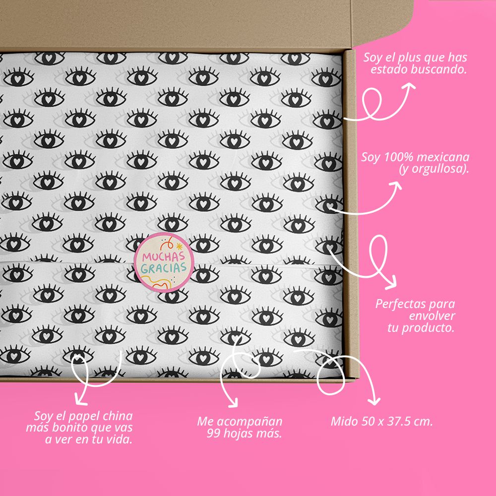 Papel China Ojo Negro 100 Pz 50x37.5cm
