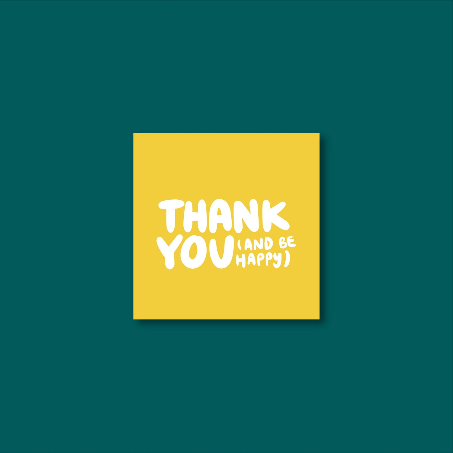 Tarjetas Thank You And Be Happy Amarillo 100 Pz 8x8cm