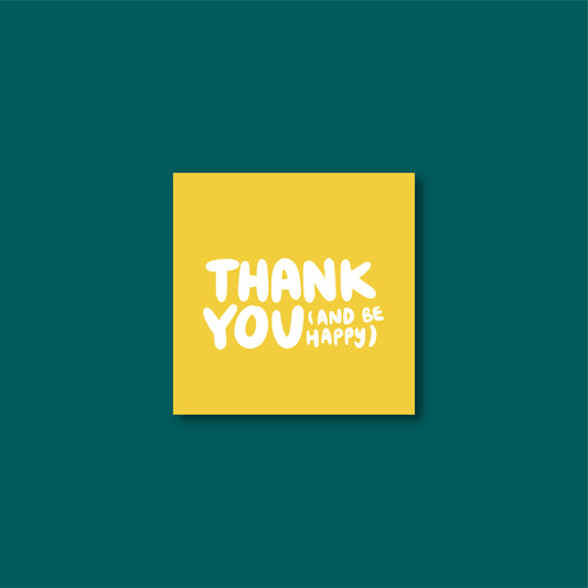 Tarjetas Thank You And Be Happy Amarillo 100 Pz 8x8cm