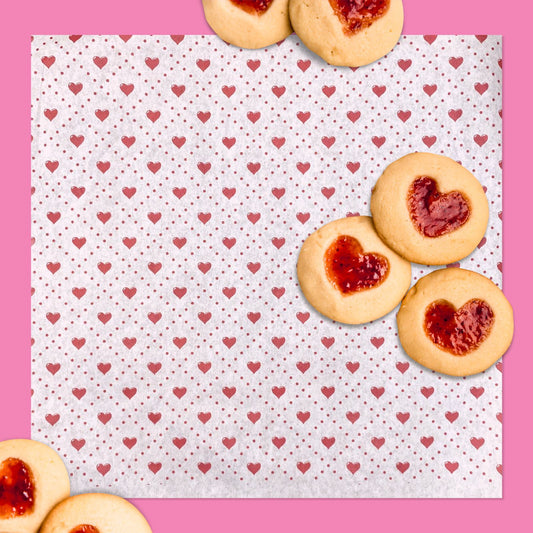 Papel Grado Alimenticio Corazones Rojos 50 Pz 30x30cm