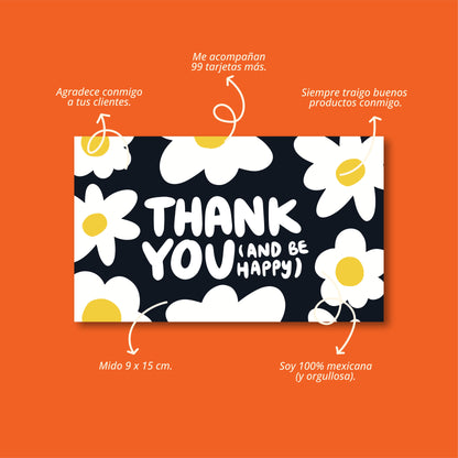 Tarjetas Thank You and Be Happy 100 Pz 15x9cm