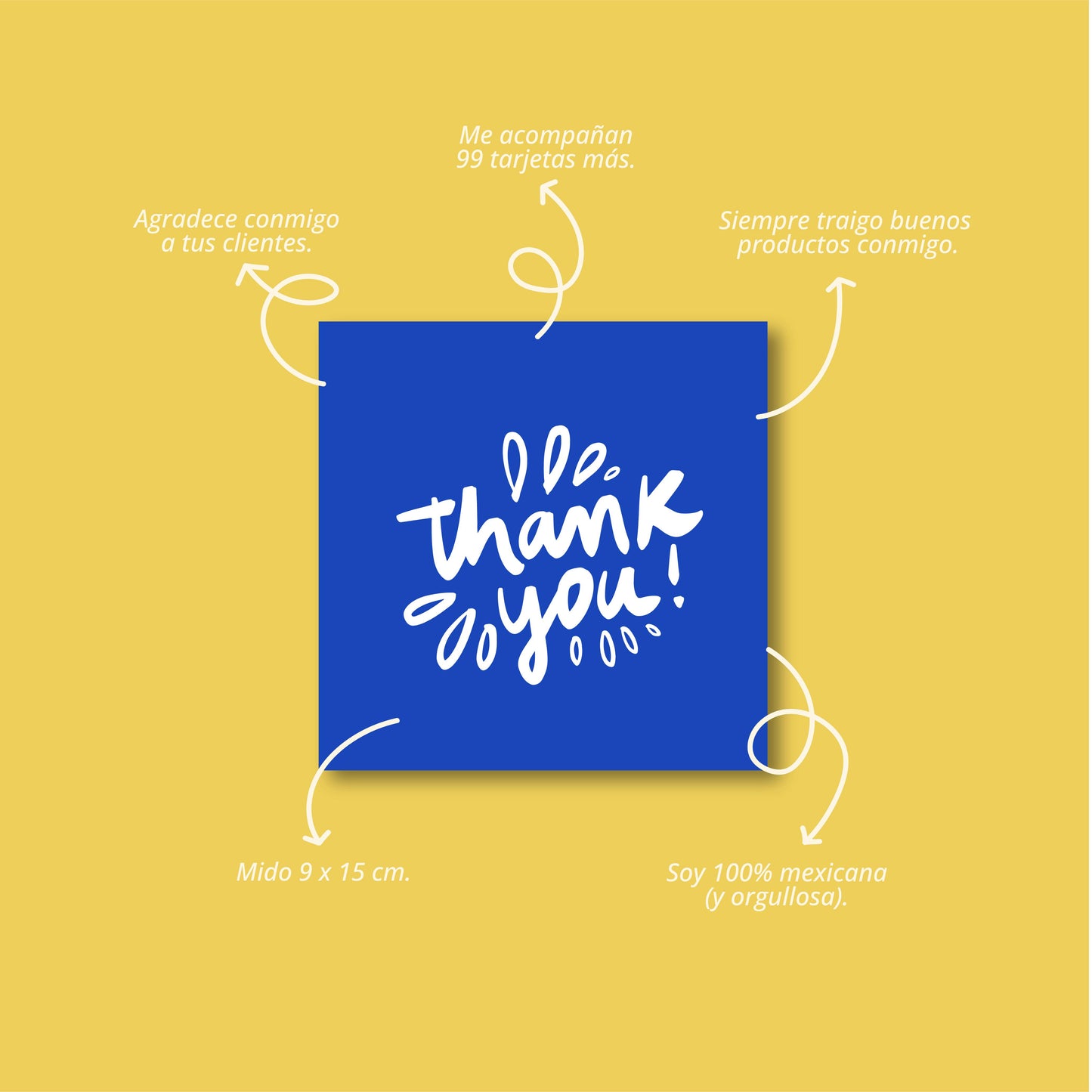 Tarjetas Thank You Azul 100 Pz 8x8cm
