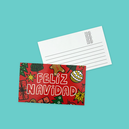 Tarjetas Feliz Navidad 100 Pz 15x9cm