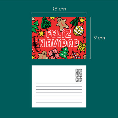 Tarjetas Feliz Navidad 100 Pz 15x9cm