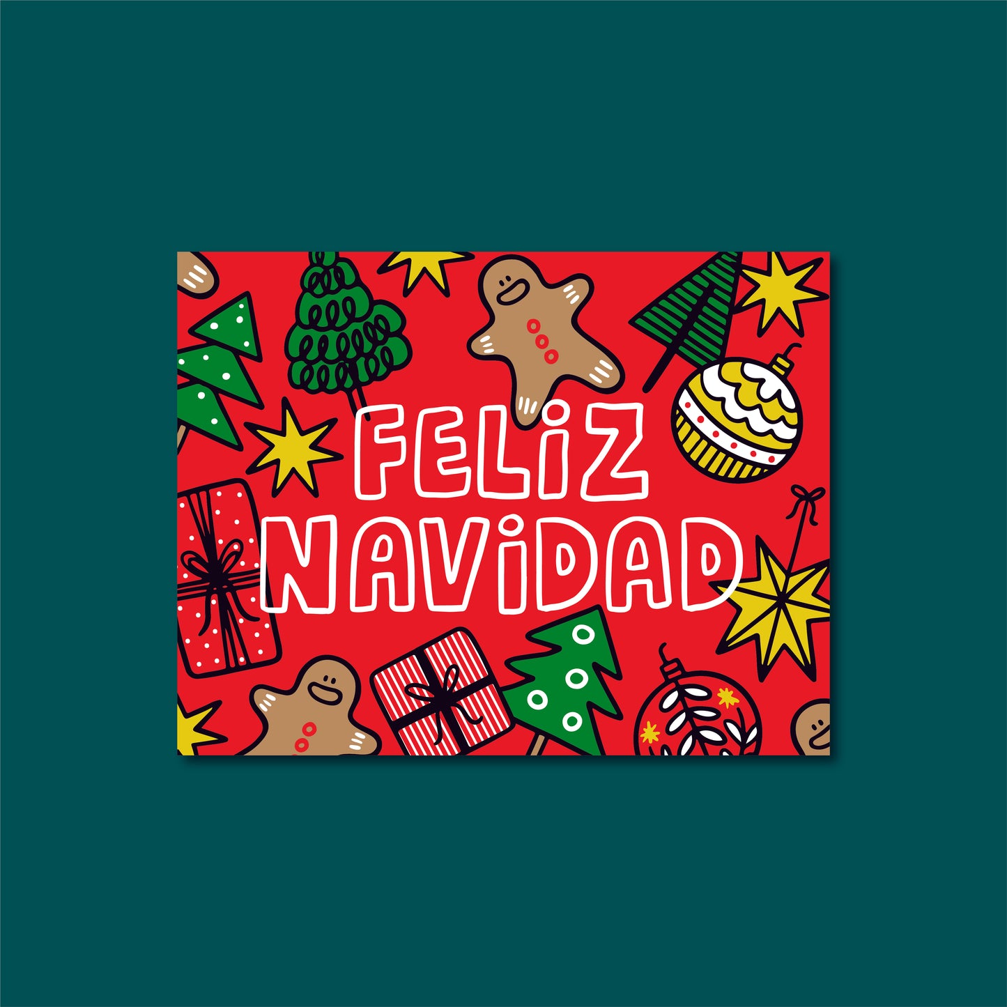 Tarjetas Feliz Navidad 100 Pz 15x9cm