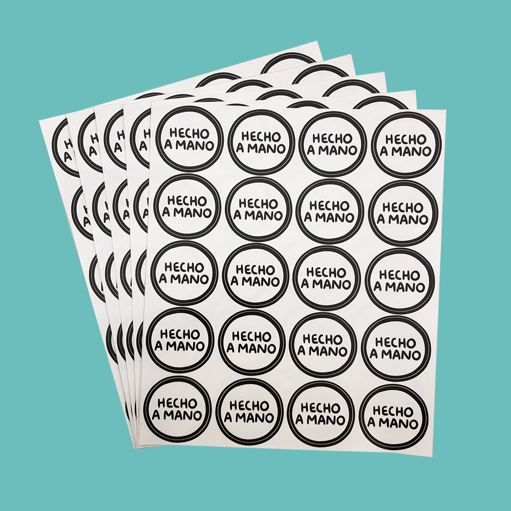 Stickers Hecho A Mano Negro 100Pz