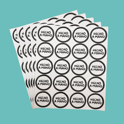 Stickers Hecho A Mano Negro 100Pz