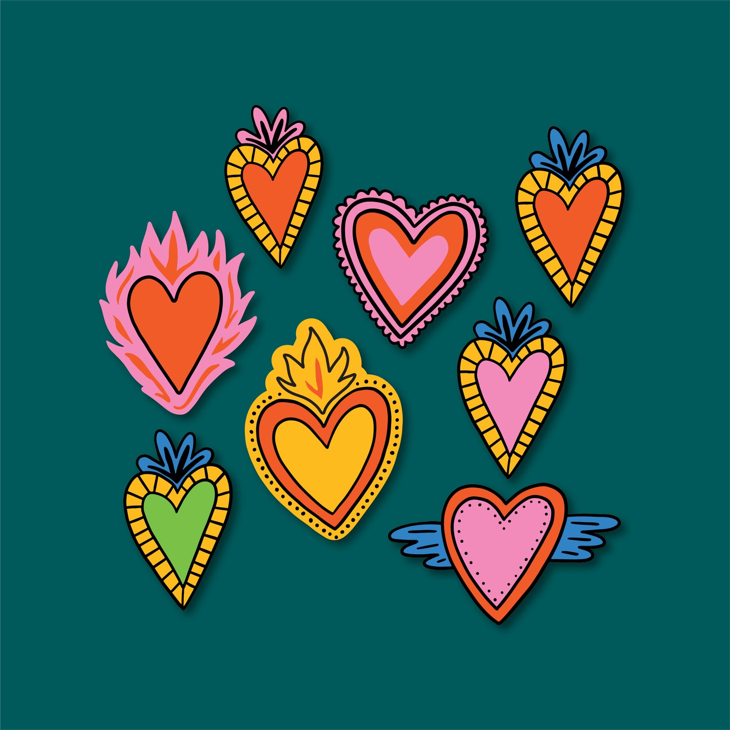 Stickers Corazones 140 Pz