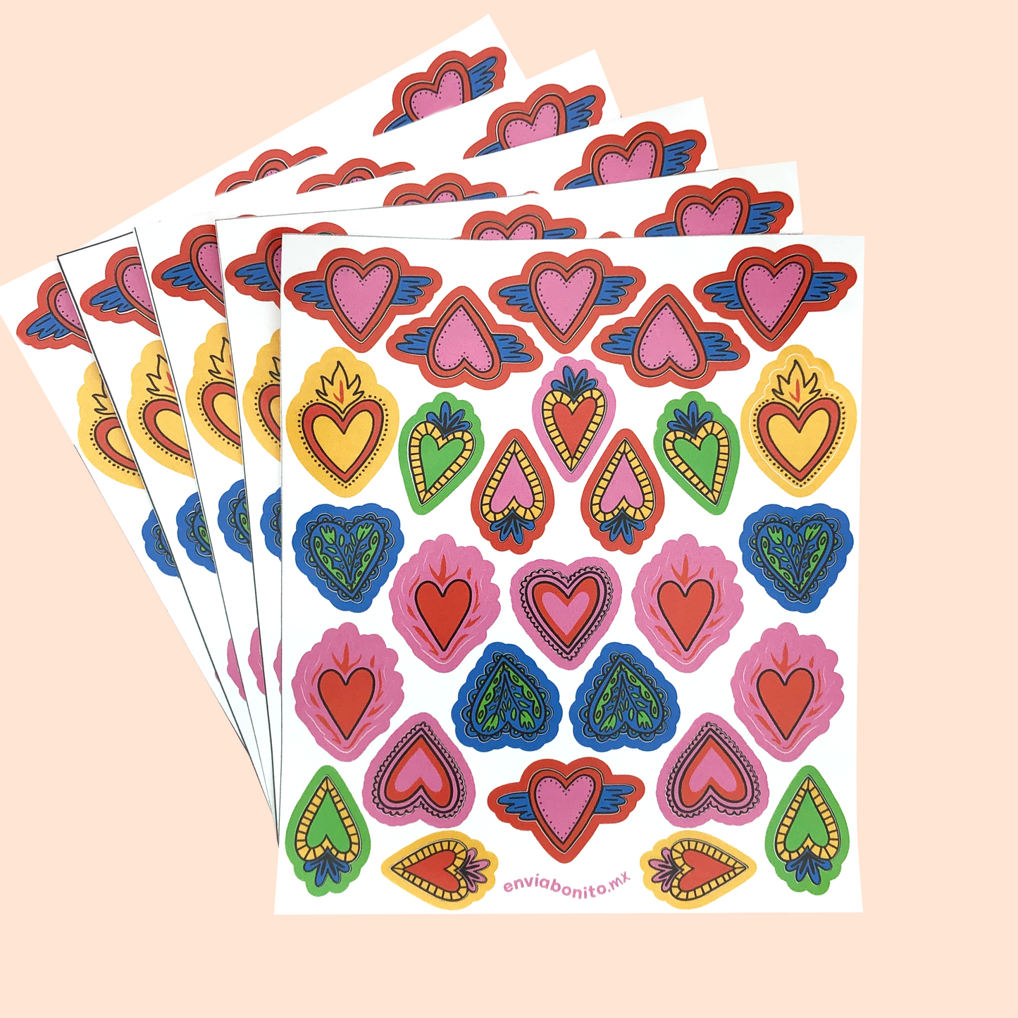 Stickers Corazones 140 Pz
