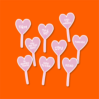 Stickers Paletas de Frases Rosas 105 Pz