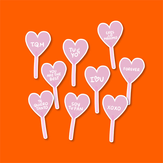 Stickers Paletas de Frases Rosas 105 Pz