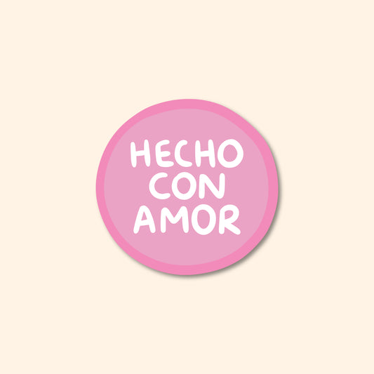 Stickers Hecho Con Amor Rosa 100 Pz