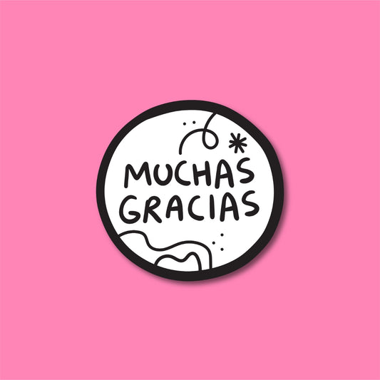 Stickers Muchas Gracias Negro 100 Pz