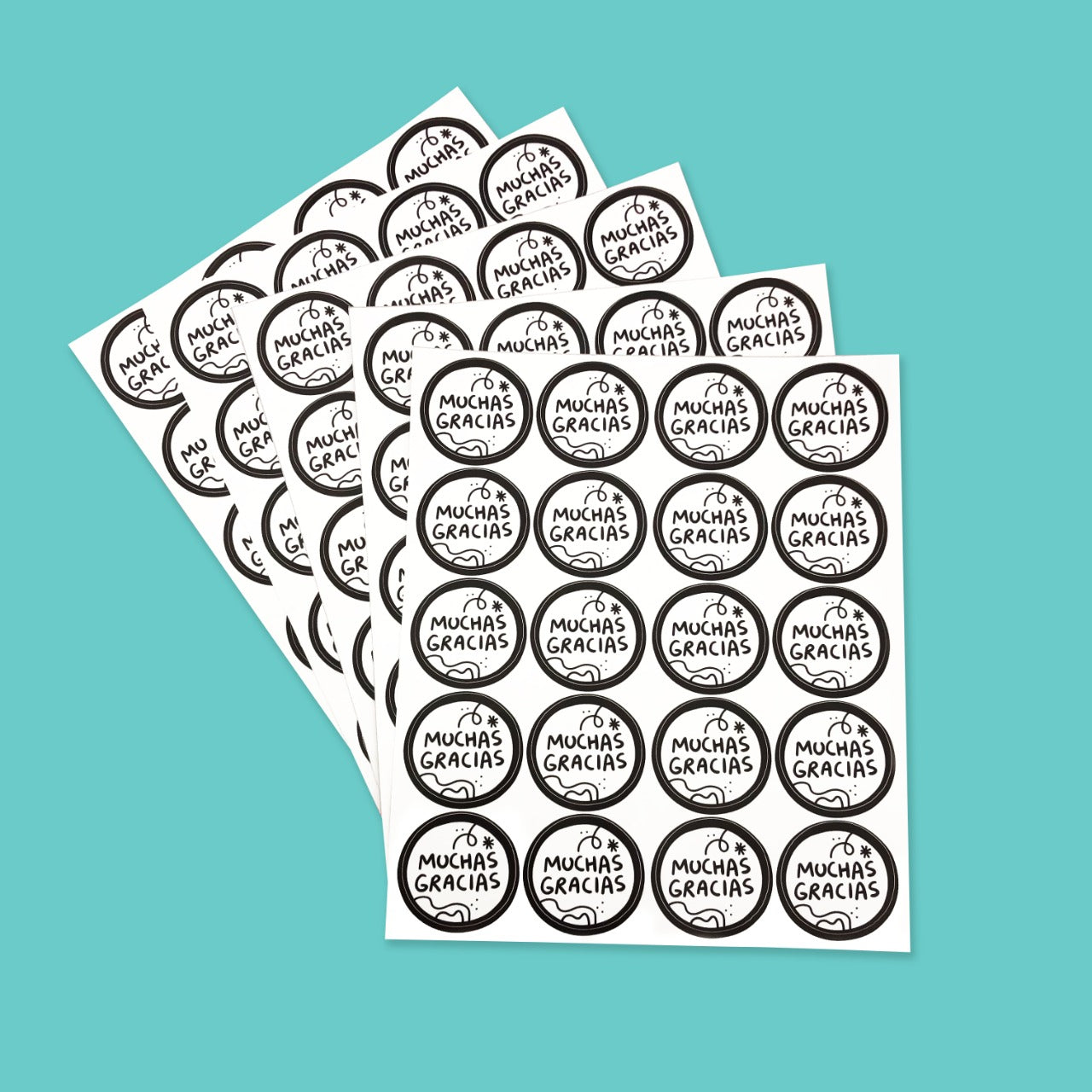 Stickers Muchas Gracias Negro 100 Pz