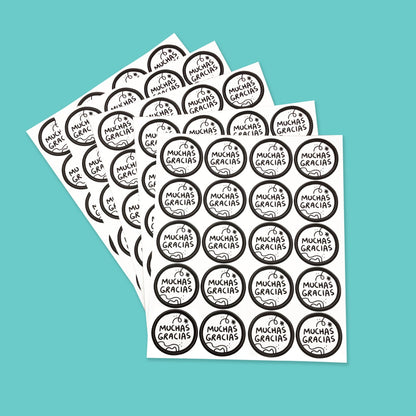 Stickers Muchas Gracias Negro 100 Pz