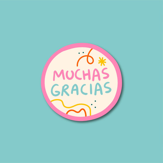 Stickers Muchas Gracias Rosa 100 Pz