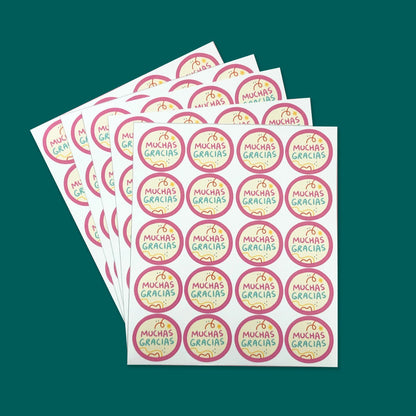 Stickers Muchas Gracias Rosa 100 Pz